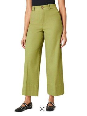 NWT Spanx Stretch Twill Crop Wide Leg Pants 2.0 Cypress Green Size XS $128 [jb]
